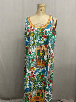 Load image into Gallery viewer, Racerback Tank Dress - Frida inspired grey background red trim
