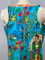 Load image into Gallery viewer, Racerback Tank Dress - Frida inspired grey background yellow trim
